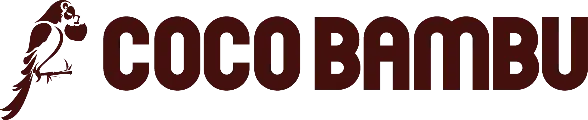 Logo displaying the text "Coco Bambu" in bold letters. To the left, there is a stylized image of what appears to be a prawn or shrimp. The color scheme includes shades of dark red and brown.