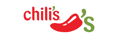 Chili’s logo with the word "chili’s" in red and green letters. The apostrophe is replaced by a red chili pepper, and the “s” is green. The background is light gray.
