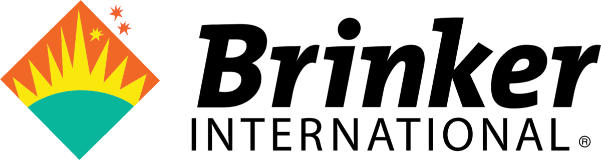 Brinker International logo with a stylized sun and stars inside a diamond shape on the left, and the words “Brinker International” in bold black text on the right.